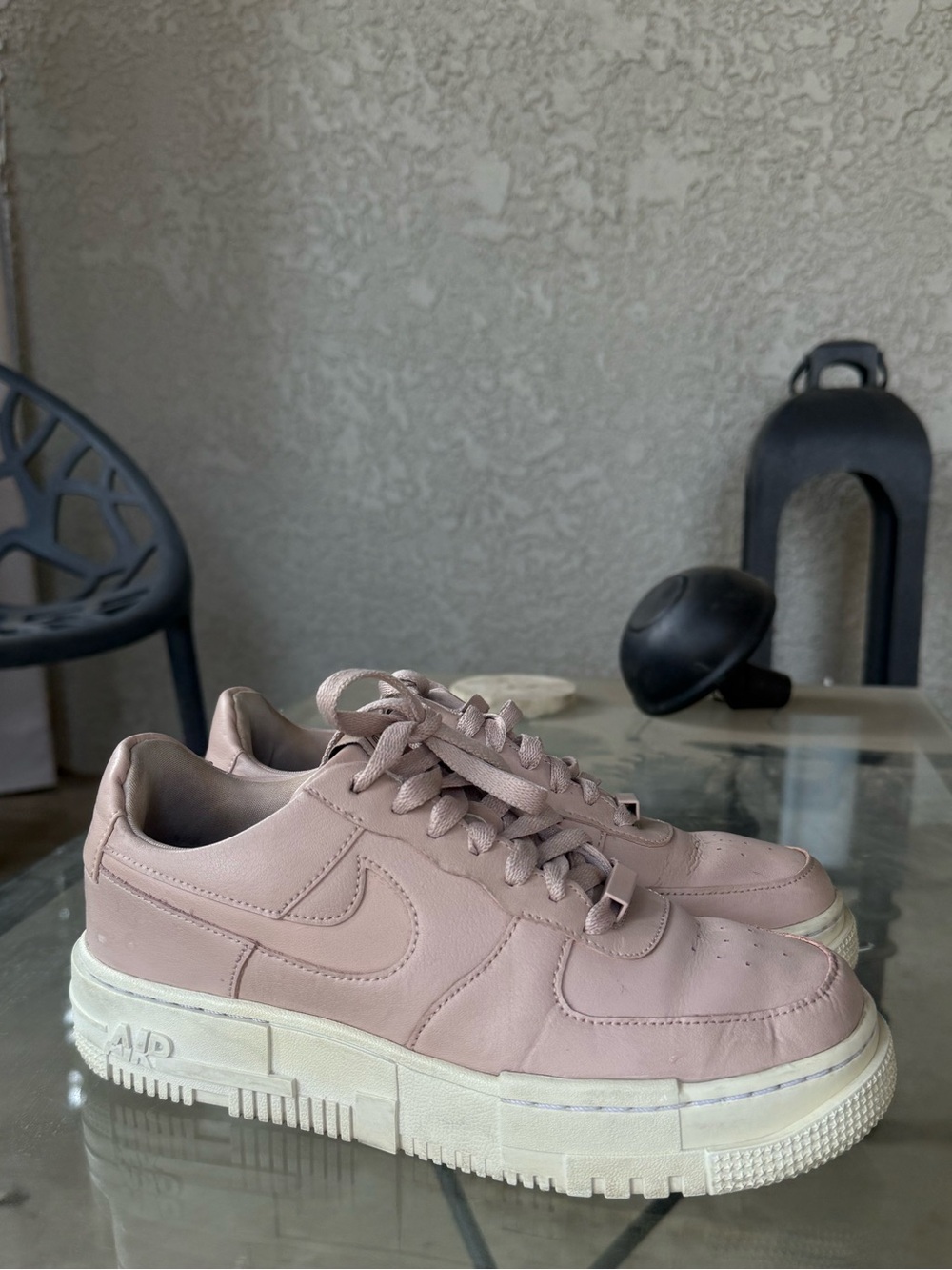 Nike Women’s Blush Pink Air Force 1 Platform Sneakers with Cream Sole